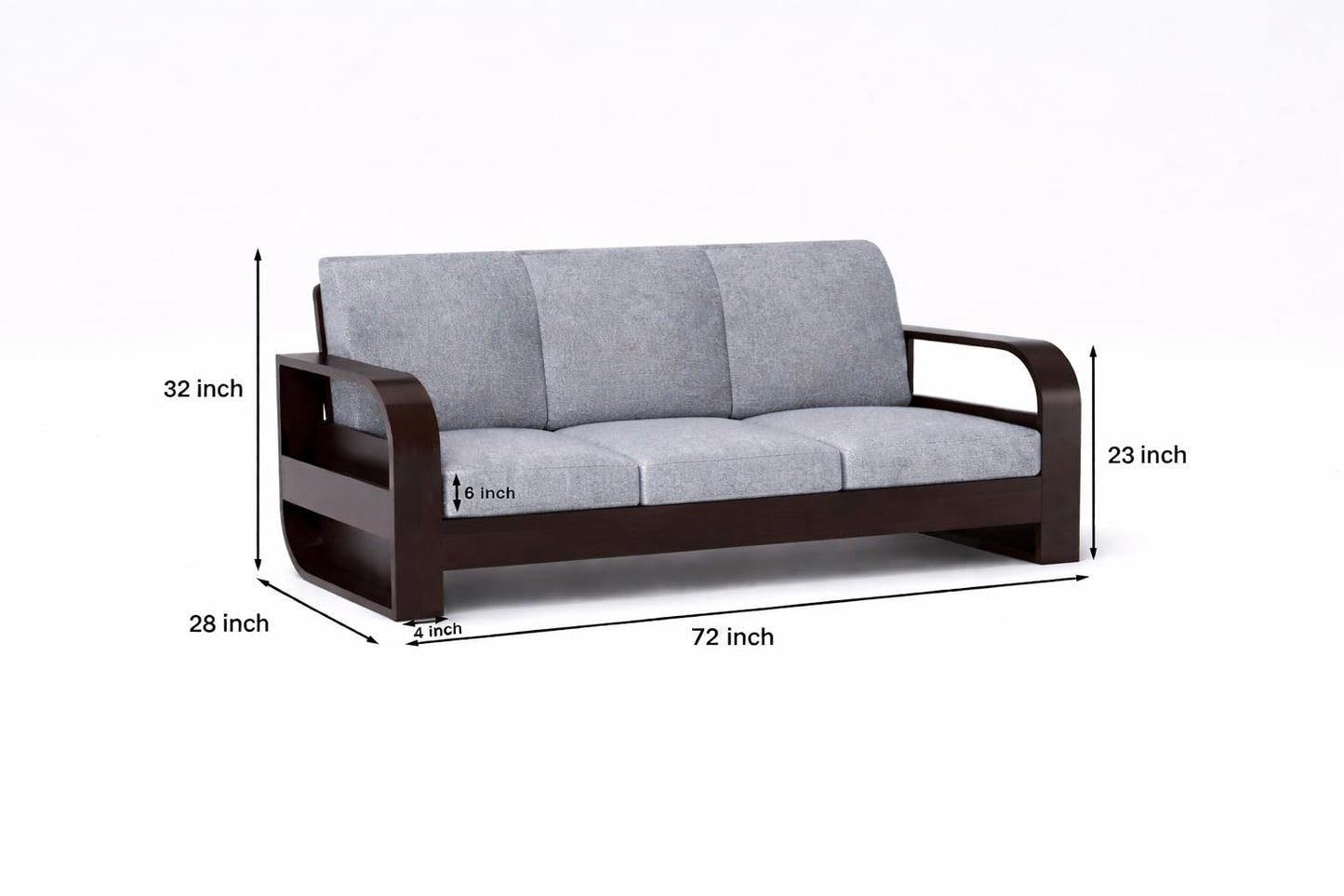 RK DECK Sheesham Wood 5 Seater Sofa Set (3+1+1) with Cushions &