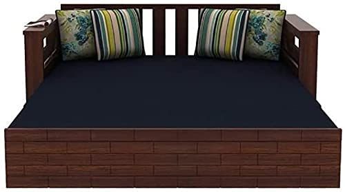 RK WOOD Solid Sheesham Teak Wood 3 Seater Wooden Sofa Cums Bed for
