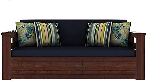 RK WOOD Solid Sheesham Teak Wood 3 Seater Wooden Sofa Cums Bed for