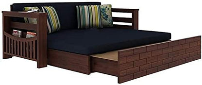 RK WOOD Solid Sheesham Teak Wood 3 Seater Wooden Sofa Cums Bed for