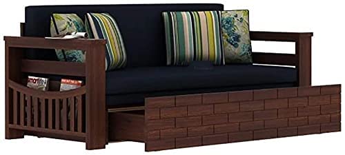 RK WOOD Solid Sheesham Teak Wood 3 Seater Wooden Sofa Cums Bed for
