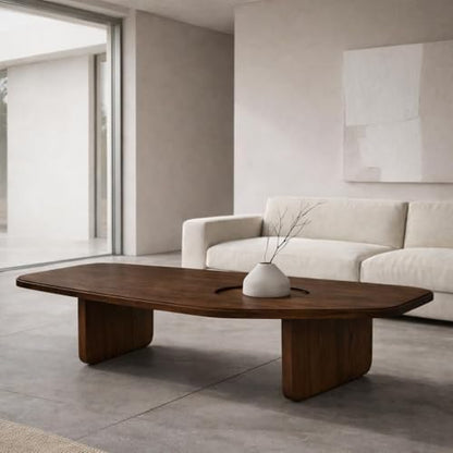RK Deck Solid Sheesham Wood Coffee Table with Built-in Tray