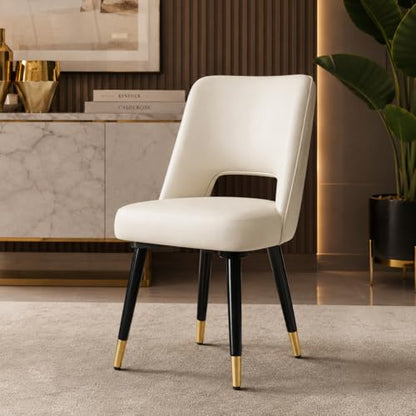 RK Wood Dining Table Set of 4 with Brass Strip - Beige Marble Top