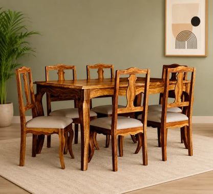 RK Wood Sheesham Wood Dining Table Set - Vintage Brown Finish