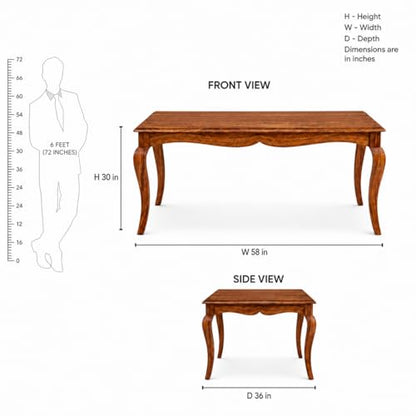 RK Wood Sheesham Wood Dining Table Set - Vintage Brown Finish