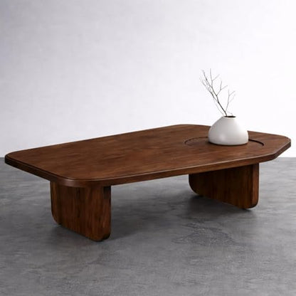 RK Deck Solid Sheesham Wood Coffee Table with Built-in Tray