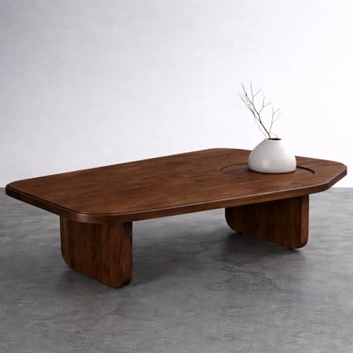 RK Deck Solid Sheesham Wood Coffee Table with Built-in Tray