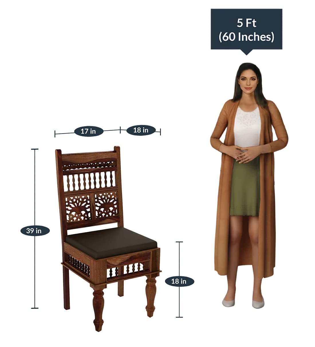 RK Wood Solid Sheesham Wood Traditional 6 Seater Dining Table Set for