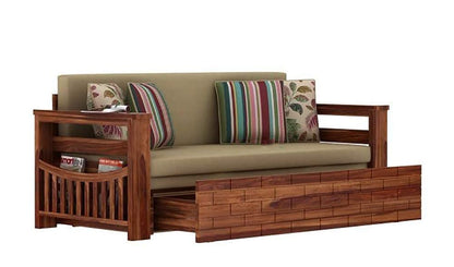 RK WOOD Solid Sheesham Teak Wood 3 Seater Wooden Sofa Cums Bed for