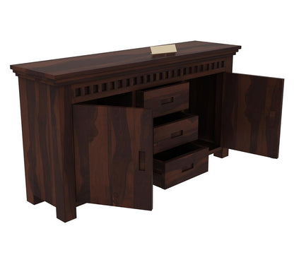RK Deck Solid Sheesham Wood Sideboard Cabinet 3 Drawer 2 Door Storage