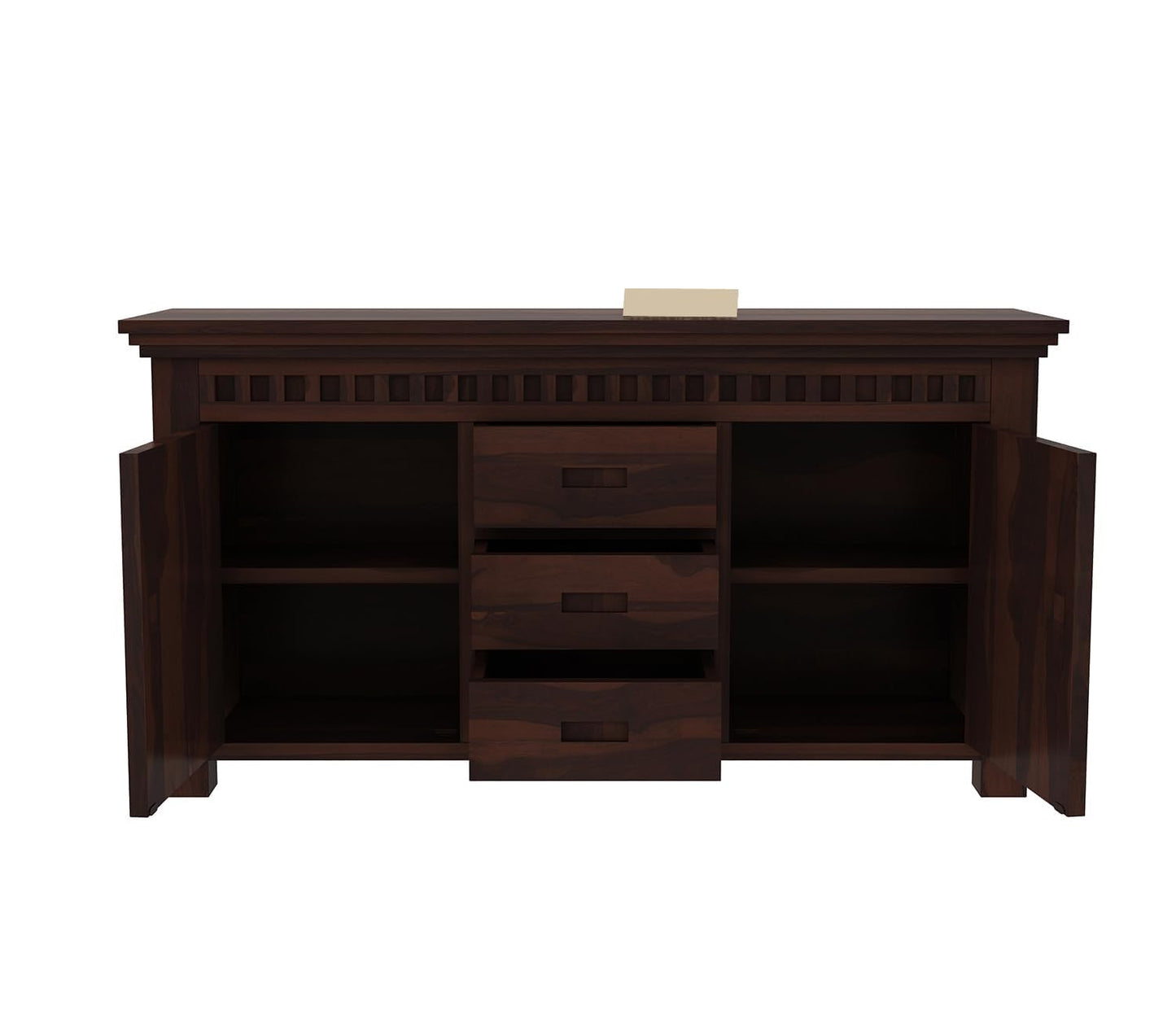 RK Deck Solid Sheesham Wood Sideboard Cabinet 3 Drawer 2 Door Storage