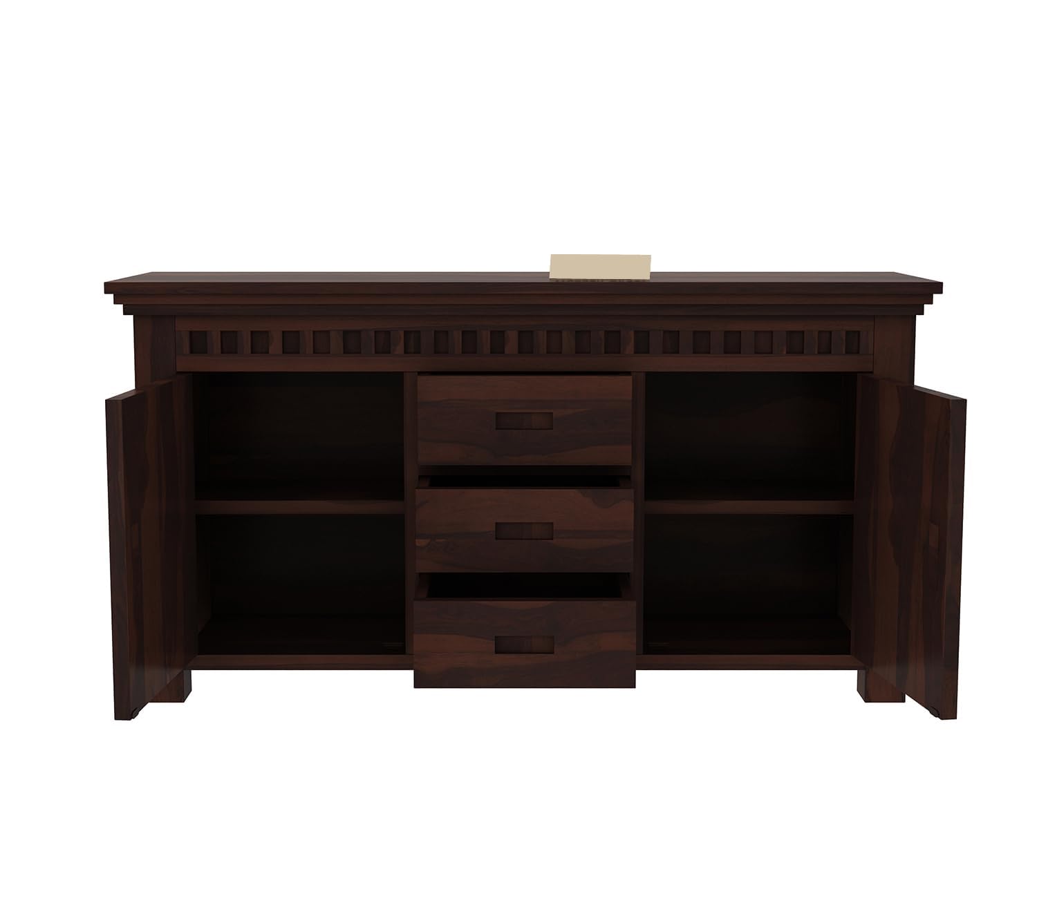 RK Deck Solid Sheesham Wood Sideboard Cabinet 3 Drawer 2 Door Storage