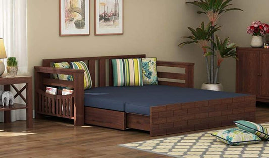 RK WOOD Solid Sheesham Teak Wood 3 Seater Wooden Sofa Cums Bed for