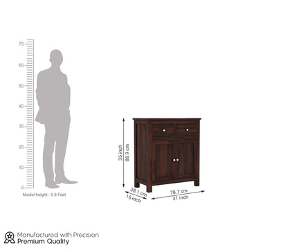 RK Deck Solid Sheesham Wood Sideboard Cabinet 2 Door 2 Drawer Storage