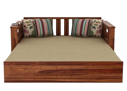 RK WOOD Solid Sheesham Teak Wood 3 Seater Wooden Sofa Cums Bed for