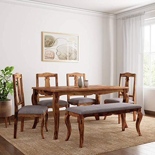 RK Wood Sheesham Wood Dining Table Set 6 Seater - NEEDS REVIEW