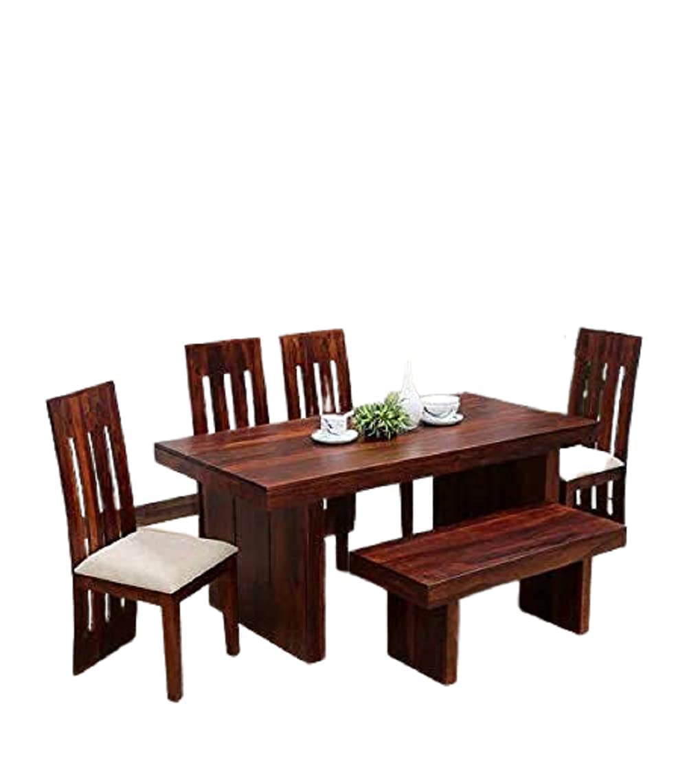 RK Wood Solid Sheesham Wood 6 Seater Dining Table Set with Chairs &