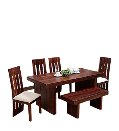 RK Wood Solid Sheesham Wood 6 Seater Dining Table Set with Chairs &
