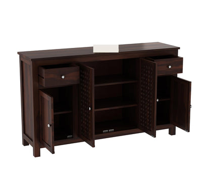 RK Deck Solid Sheesham Wood Sideboard Cabinet 4 Door 2 Drawer Storage