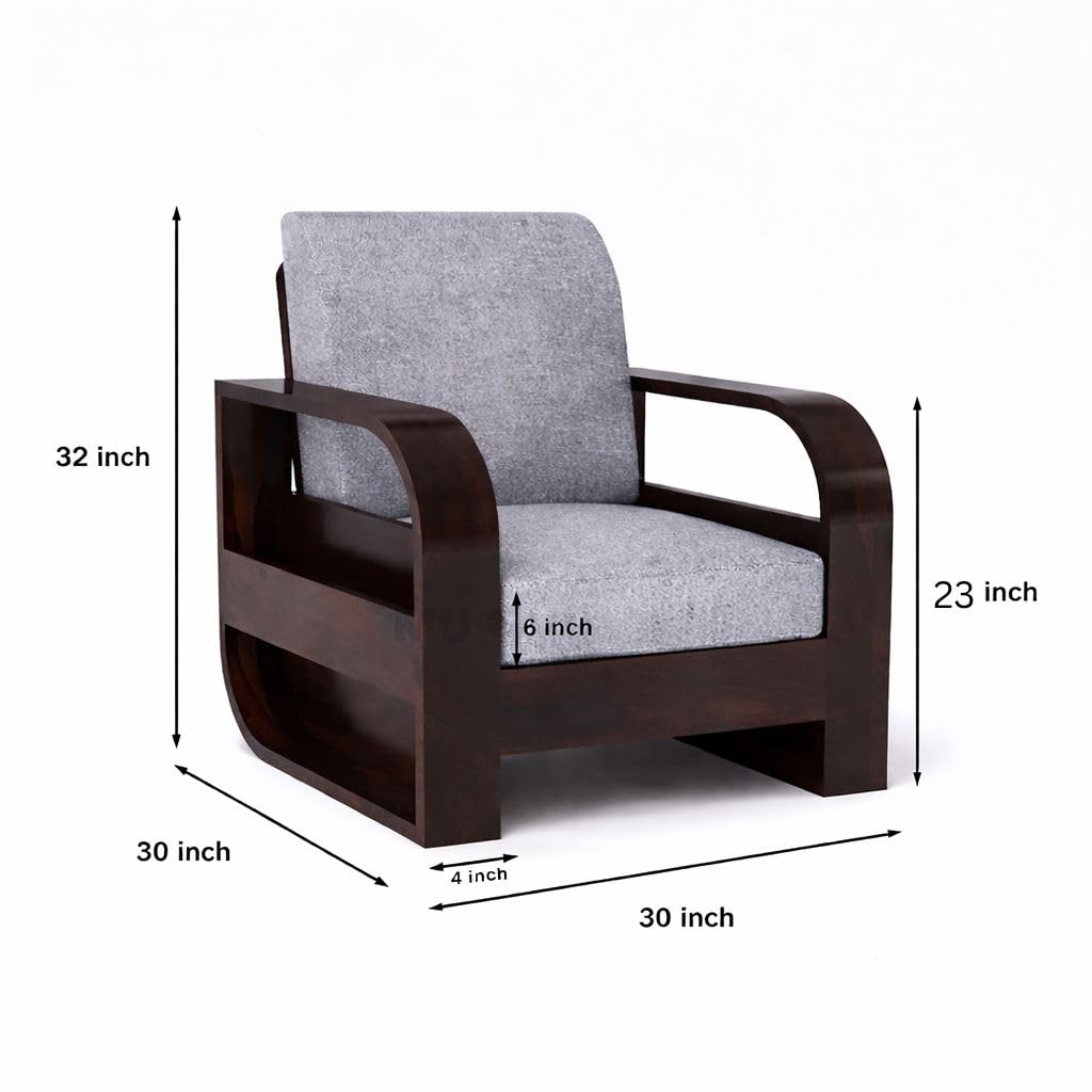 RK DECK Sheesham Wood 5 Seater Sofa Set (3+1+1) with Cushions &