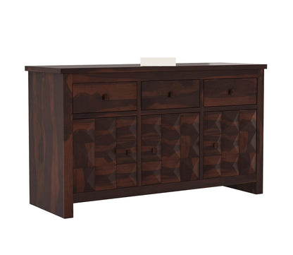 RK Wood Solid Sheesham Wood Sideboard Cabinet 3 Drawer 3 Door Storage