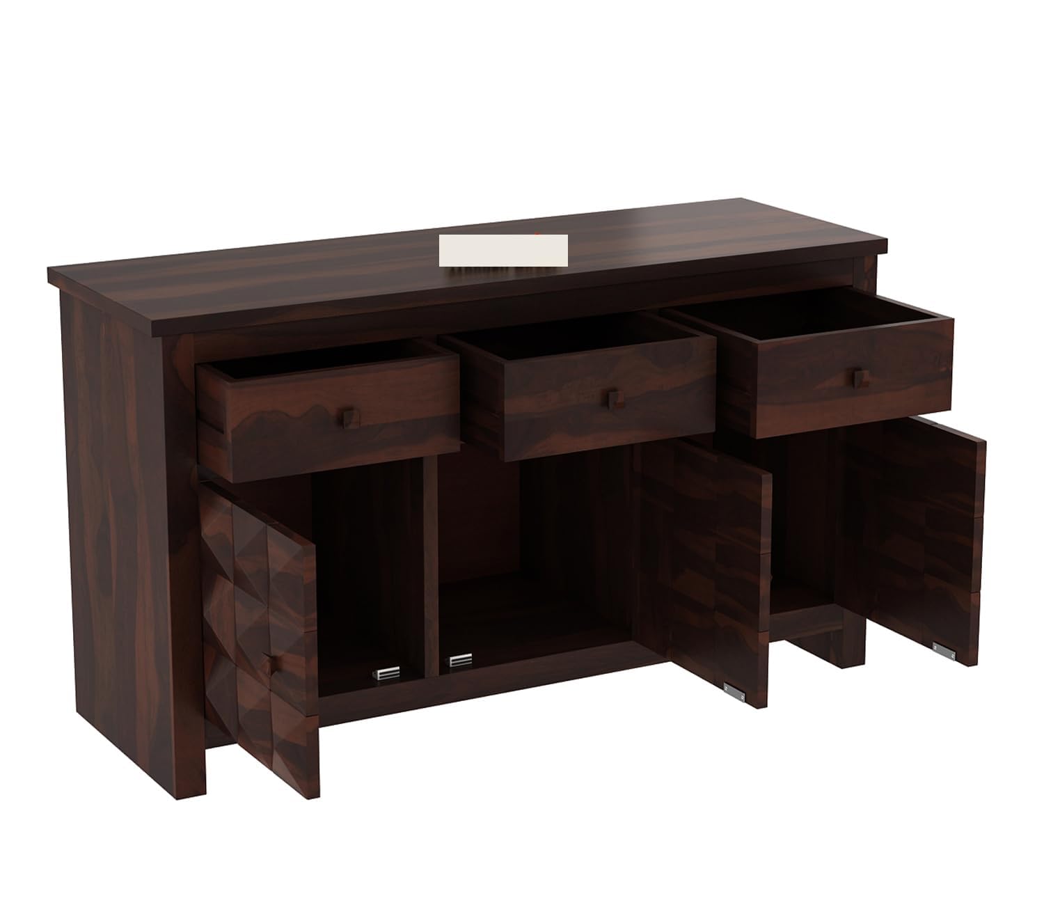 RK Wood Solid Sheesham Wood Sideboard Cabinet 3 Drawer 3 Door Storage