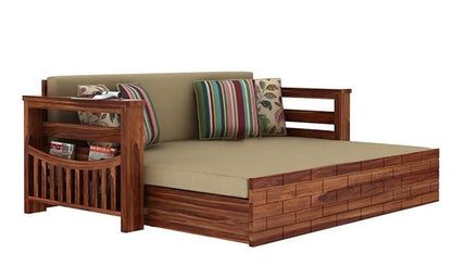 RK WOOD Solid Sheesham Teak Wood 3 Seater Wooden Sofa Cums Bed for