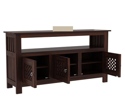 RK Wood Solid Sheesham Wood Sideboard Cabinet with Open Shelf Wooden