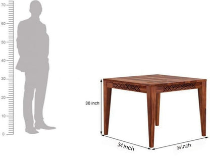 RK Deck Honey Finish Solid Wood Dining Table Set 4 Seater | Wooden