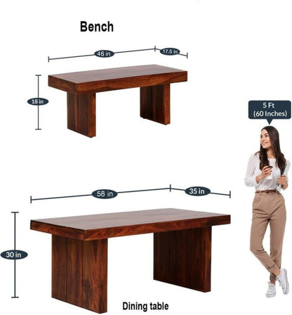 RK Wood Solid Sheesham Wood 6 Seater Dining Table Set with Chairs &