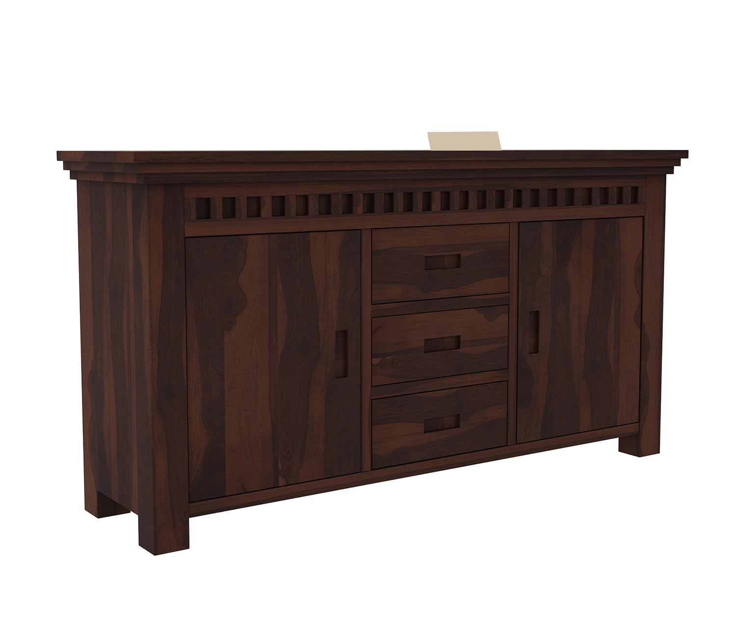 RK Deck Solid Sheesham Wood Sideboard Cabinet 3 Drawer 2 Door Storage