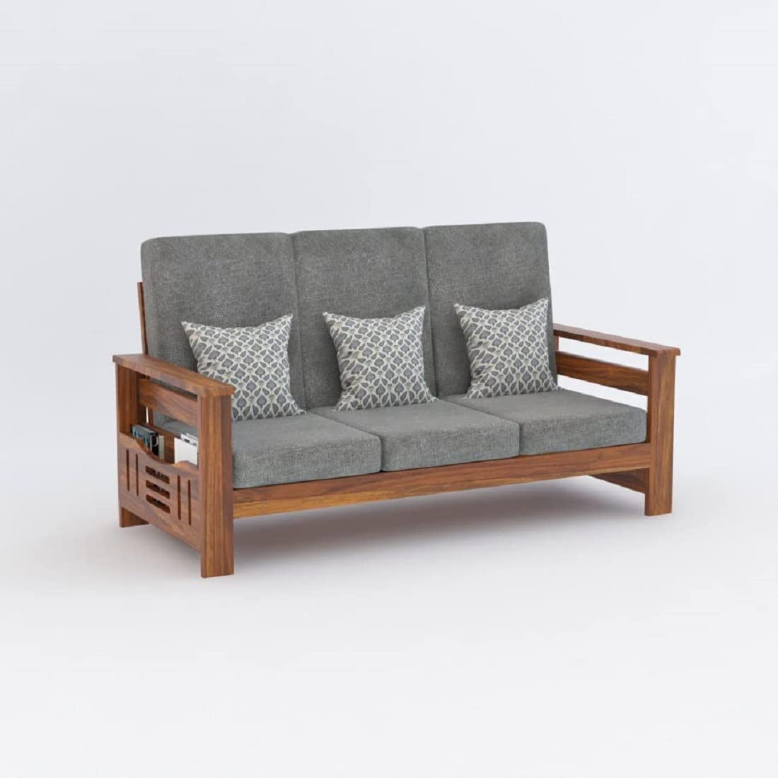 RK DECK Solid Sheesham Wood Sofa Set 5 Seater (3+1+1) with Cushions &
