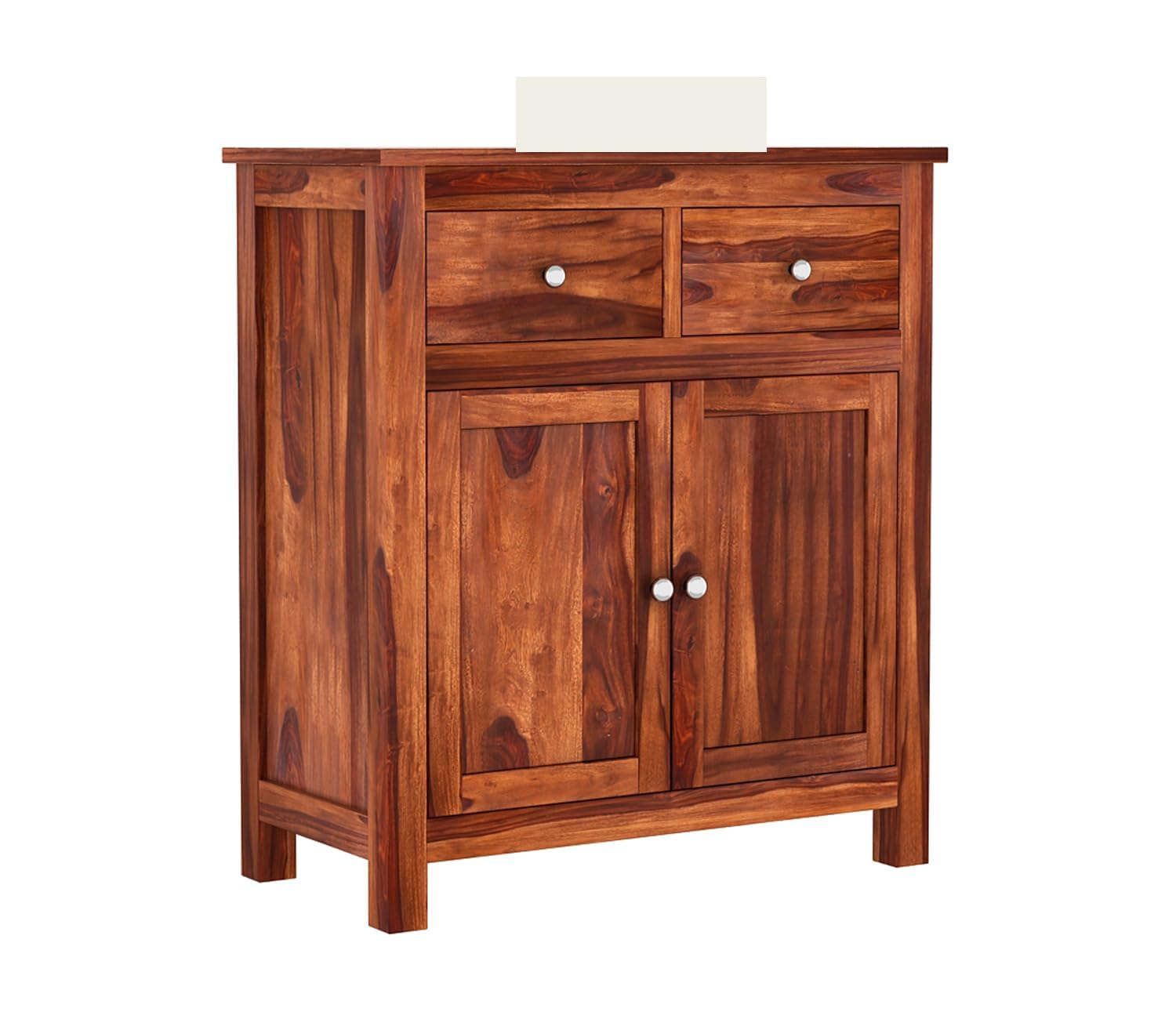 RK Deck Solid Sheesham Wood Sideboard Cabinet 2 Door 2 Drawer Storage