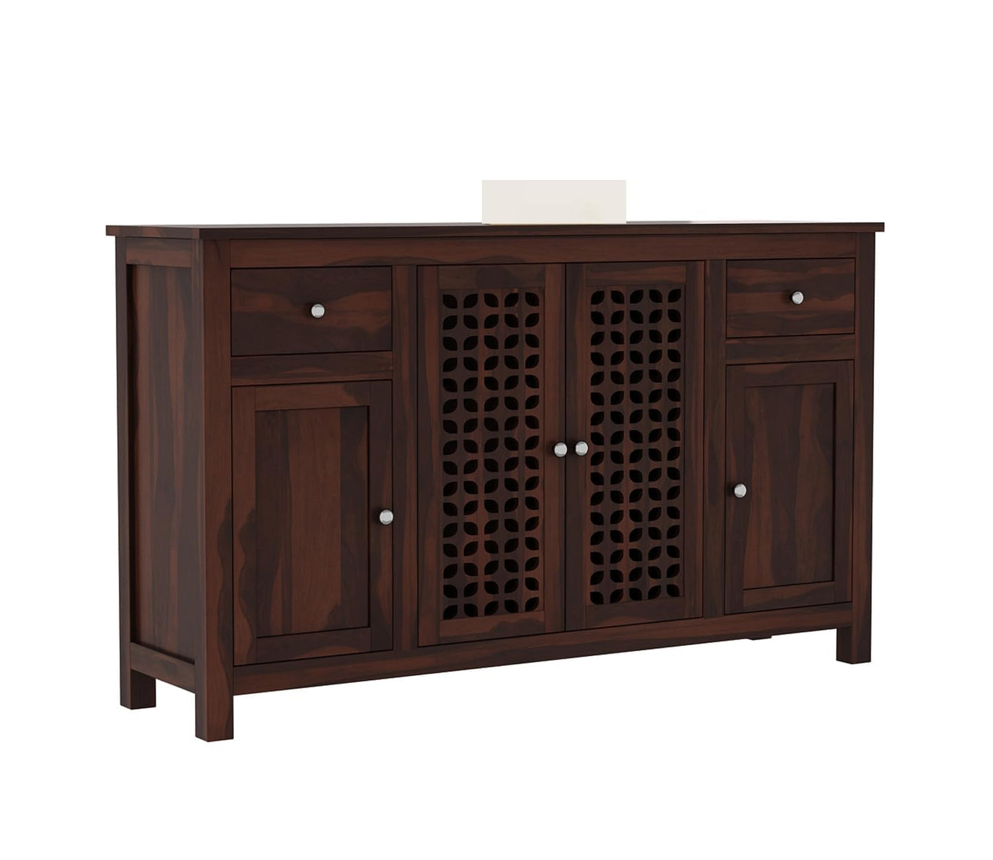 RK Deck Solid Sheesham Wood Sideboard Cabinet 4 Door 2 Drawer Storage