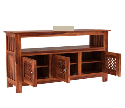 RK Wood Solid Sheesham Wood Sideboard Cabinet with Open Shelf Wooden
