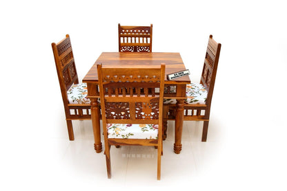 RK WOOD Solid Sheesham Wood 4 Seater Dining Table Set for Home |