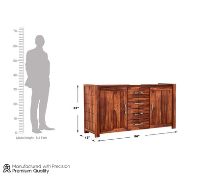 RK Wood Solid Sheesham Wood Sideboard Cabinet Wooden Storage Buffet