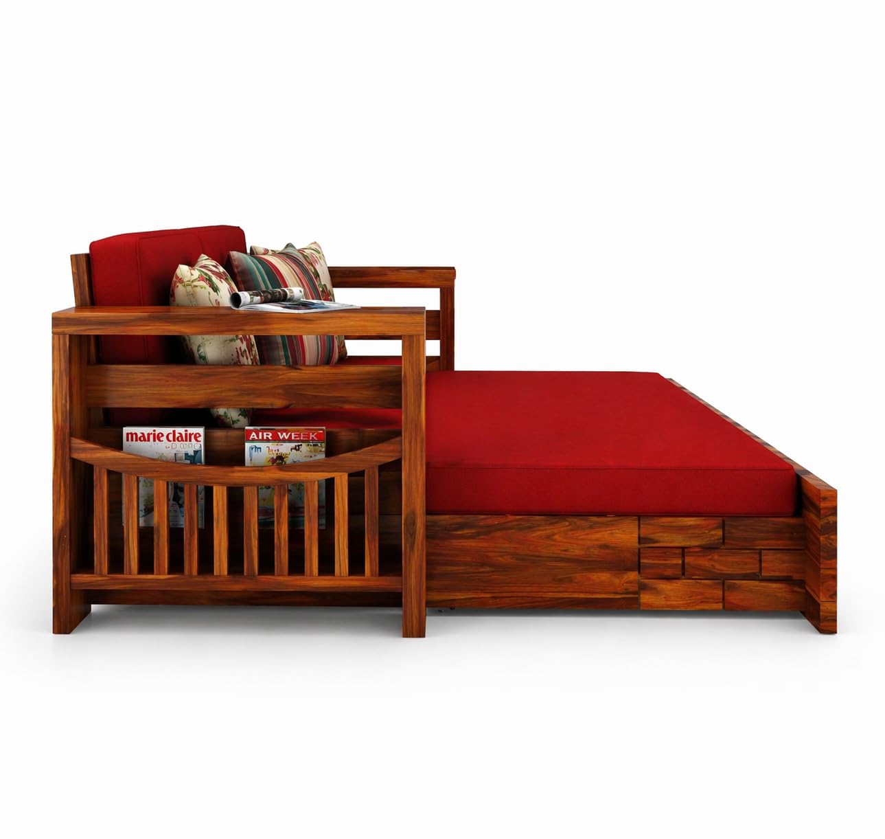 RK Wood Solid Sheesham Wood 3 Seater Sofa Cum Bed for Home Furniture,