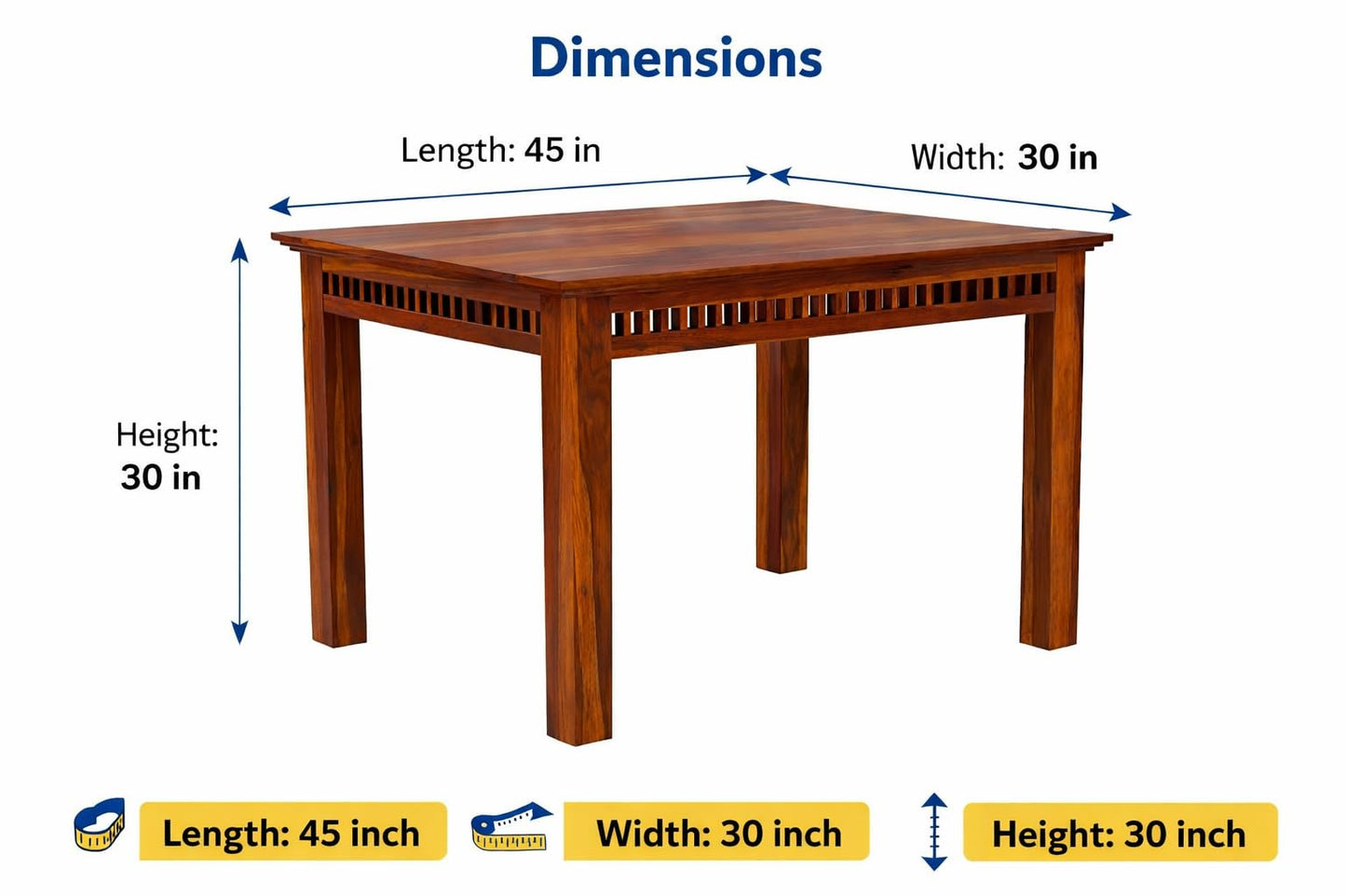 RK WOOD Solid sheesham Wood Dining Table Set of 4 | Wooden Dining