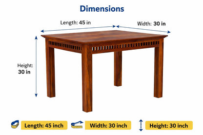 RK WOOD Solid sheesham Wood Dining Table Set of 4 | Wooden Dining