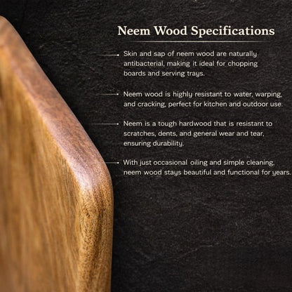 RK WOOD Anti-Bacterial Solid Neem Wood Chopping Board | Natural &
