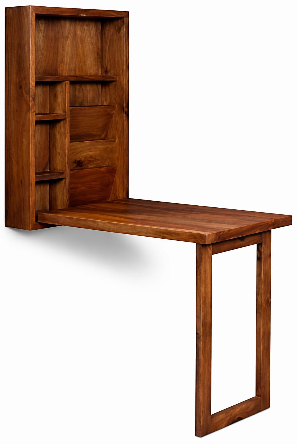 RK WOOD Folding Wall Mounted Study Table Wooden Desk with Storage
