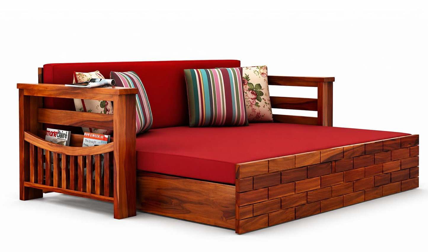 RK Wood Solid Sheesham Wood 3 Seater Sofa Cum Bed for Home Furniture,