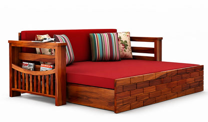 RK Wood Solid Sheesham Wood 3 Seater Sofa Cum Bed for Home Furniture,