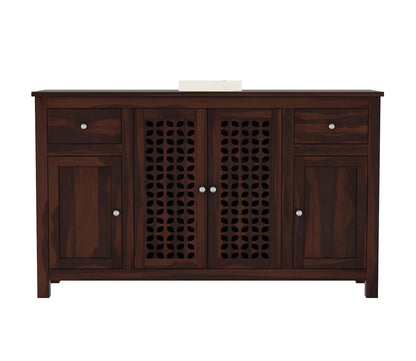RK Deck Solid Sheesham Wood Sideboard Cabinet 4 Door 2 Drawer Storage