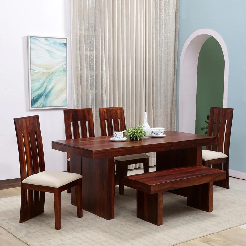 RK Wood Solid Sheesham Wood 6 Seater Dining Table Set with Chairs &