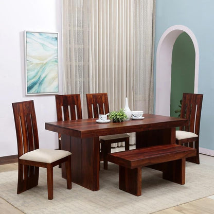 RK Wood Solid Sheesham Wood 6 Seater Dining Table Set with Chairs &