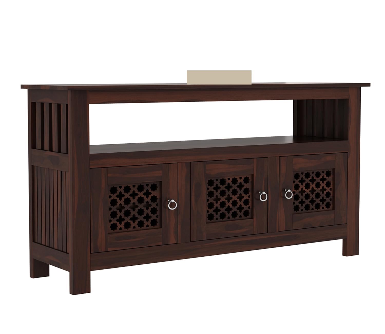 RK Wood Solid Sheesham Wood Sideboard Cabinet with Open Shelf Wooden