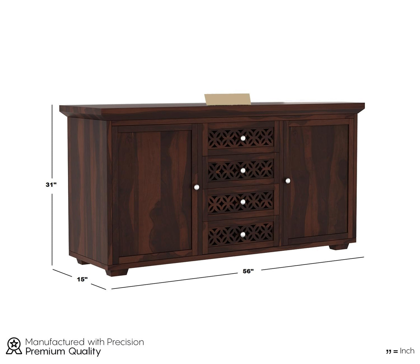 RK Wood Solid Sheesham Wood Sideboard Cabinet Wooden Storage Unit 4