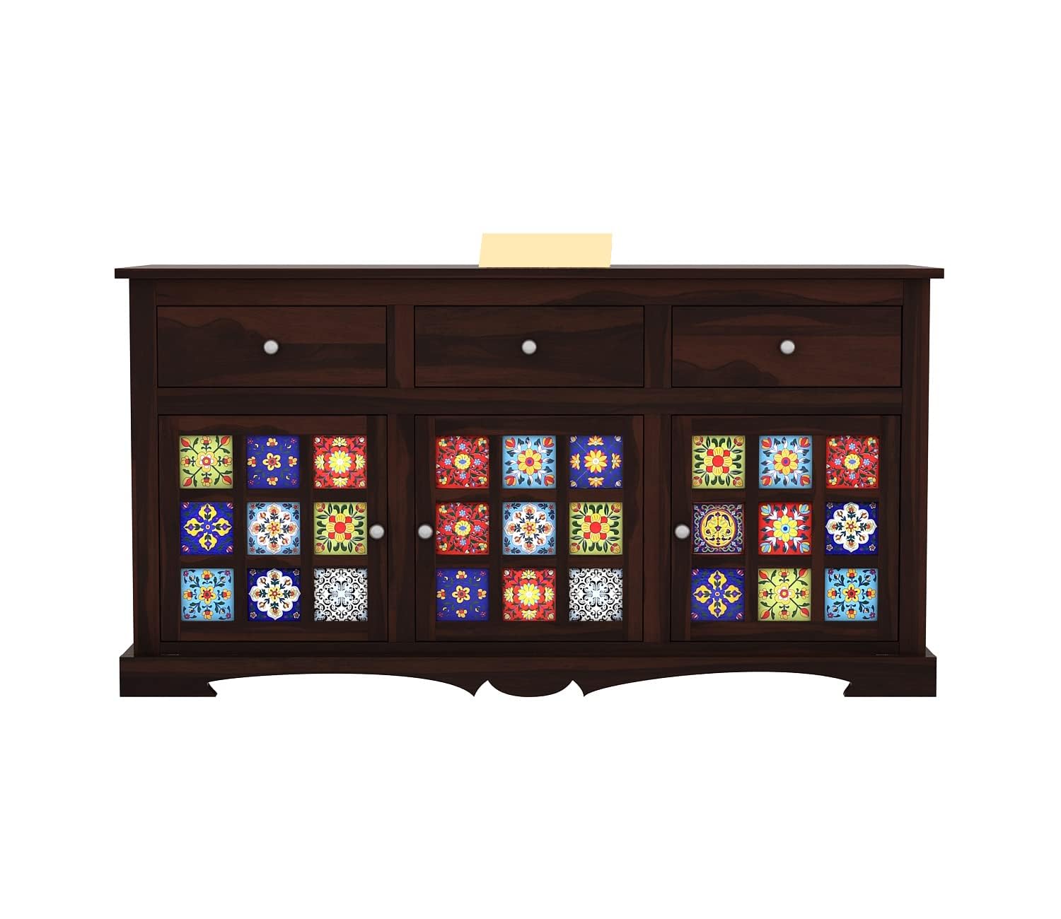 RK Wood Solid Sheesham Wood Sideboard Cabinet Wooden Storage Buffet